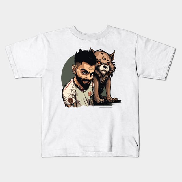 Indian Cricket Superstar Virat Kids T-Shirt by JammyPants